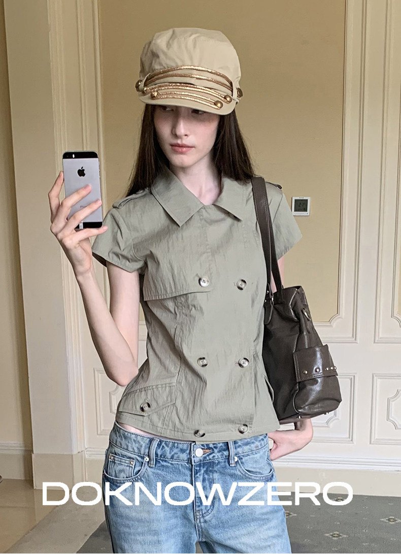 Double Button Crop Jacket