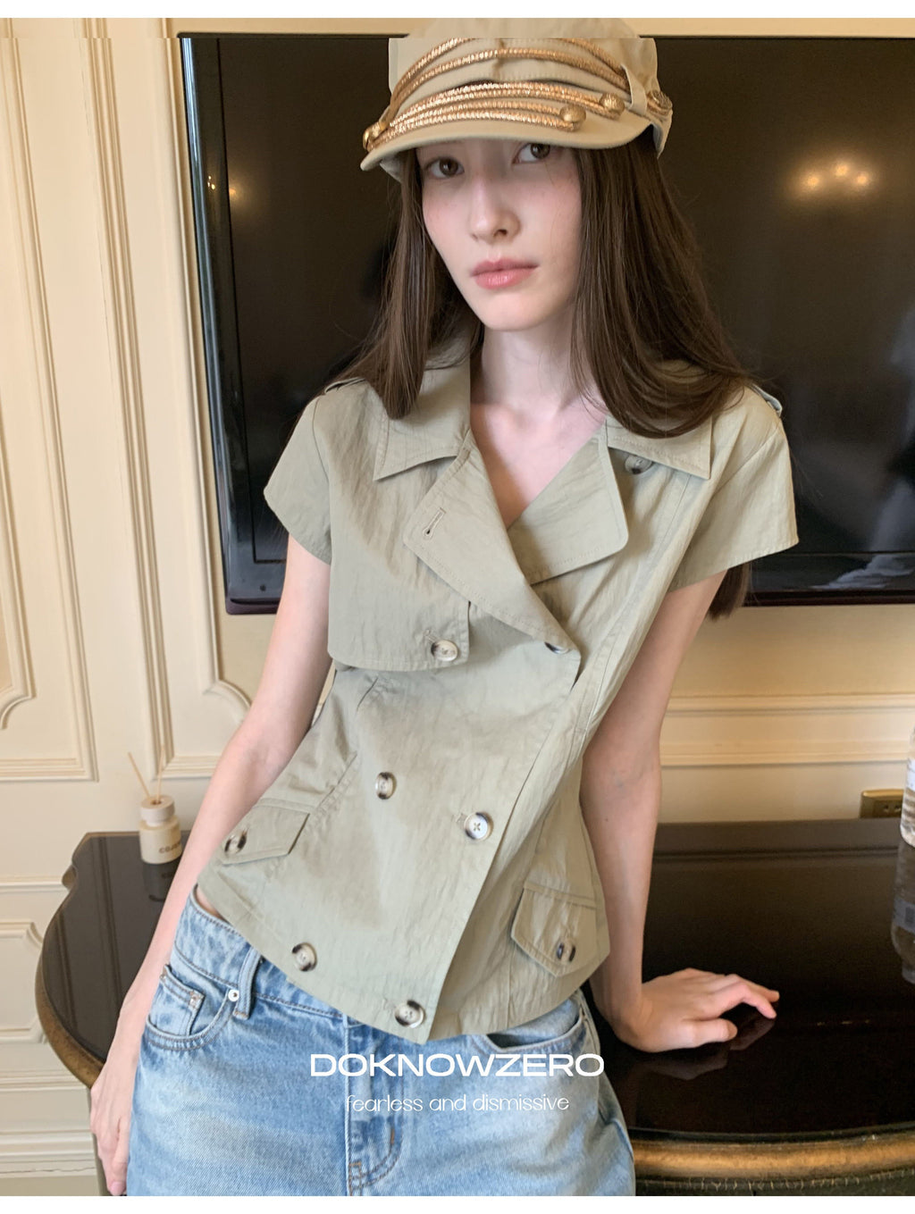 Double Button Crop Jacket