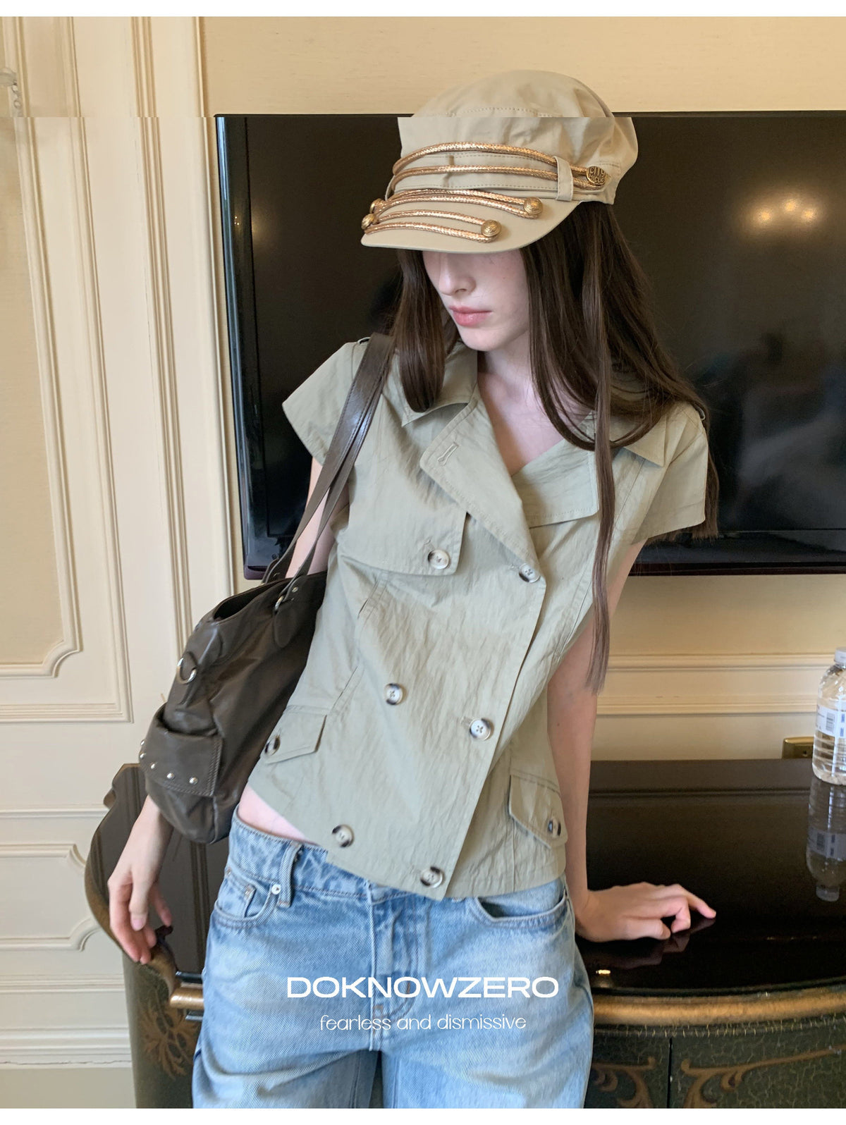 Double Button Crop Jacket