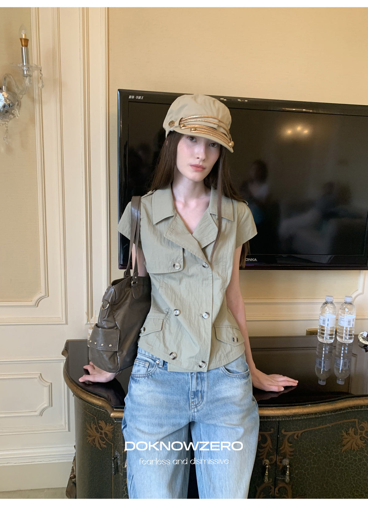Double Button Crop Jacket
