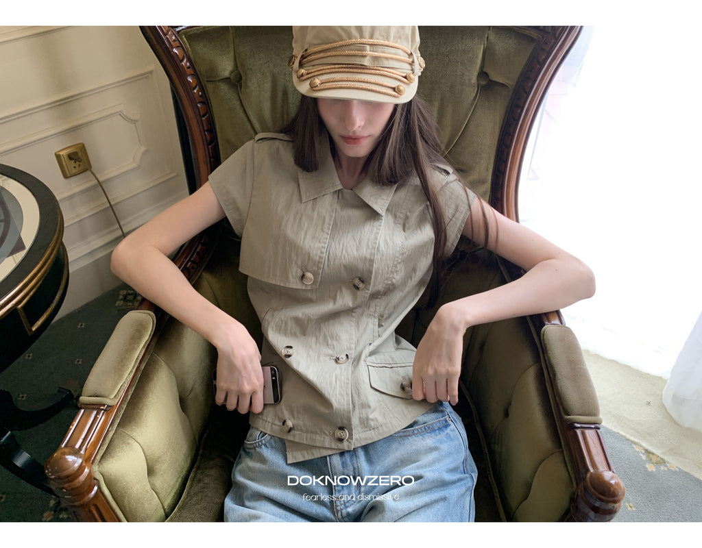 Double Button Crop Jacket