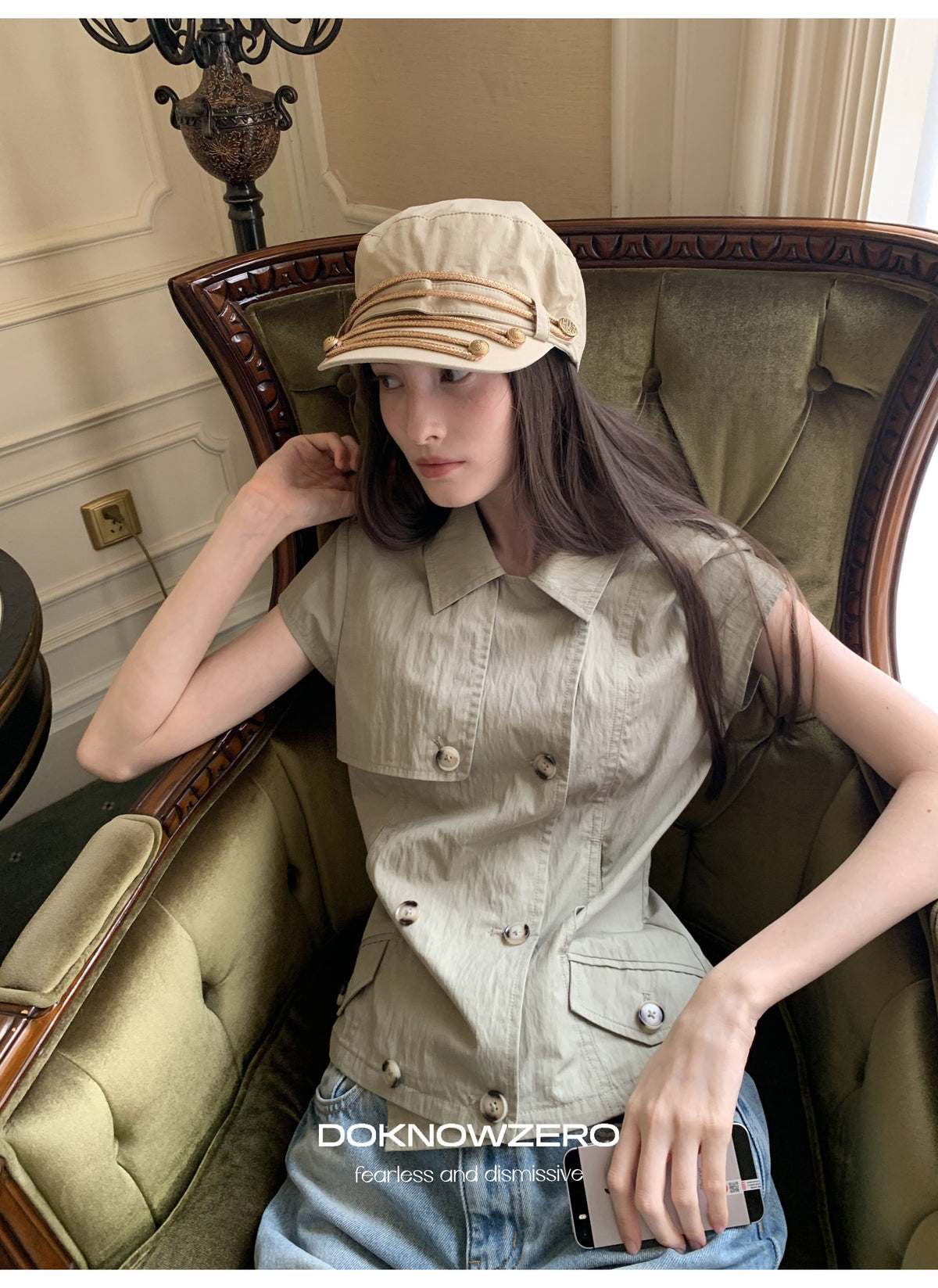 Double Button Crop Jacket