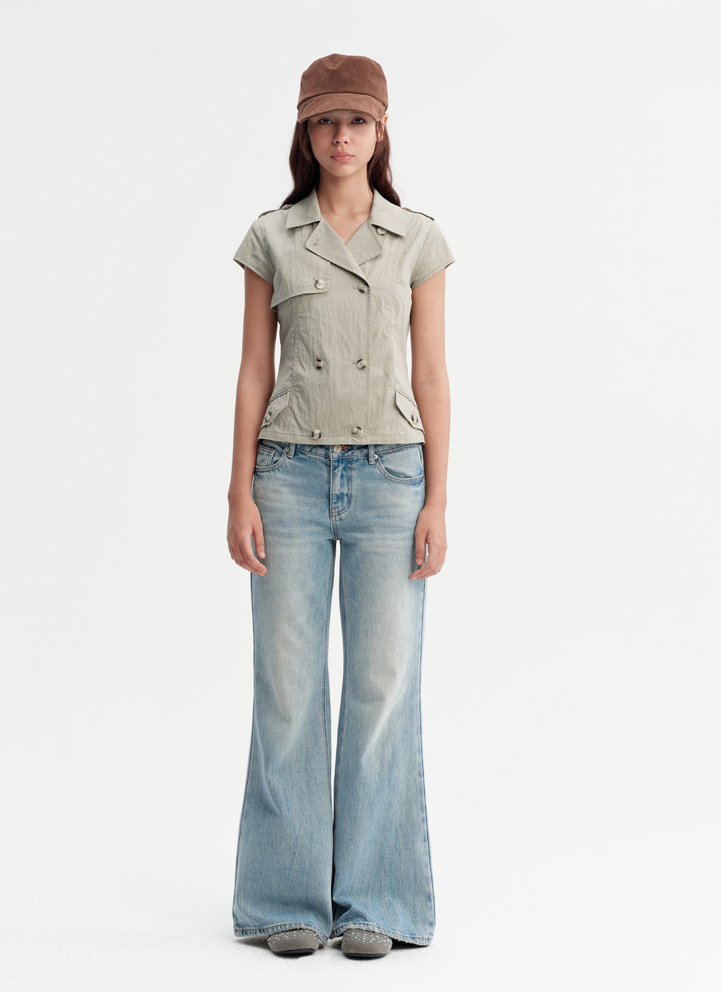 Double Button Crop Jacket