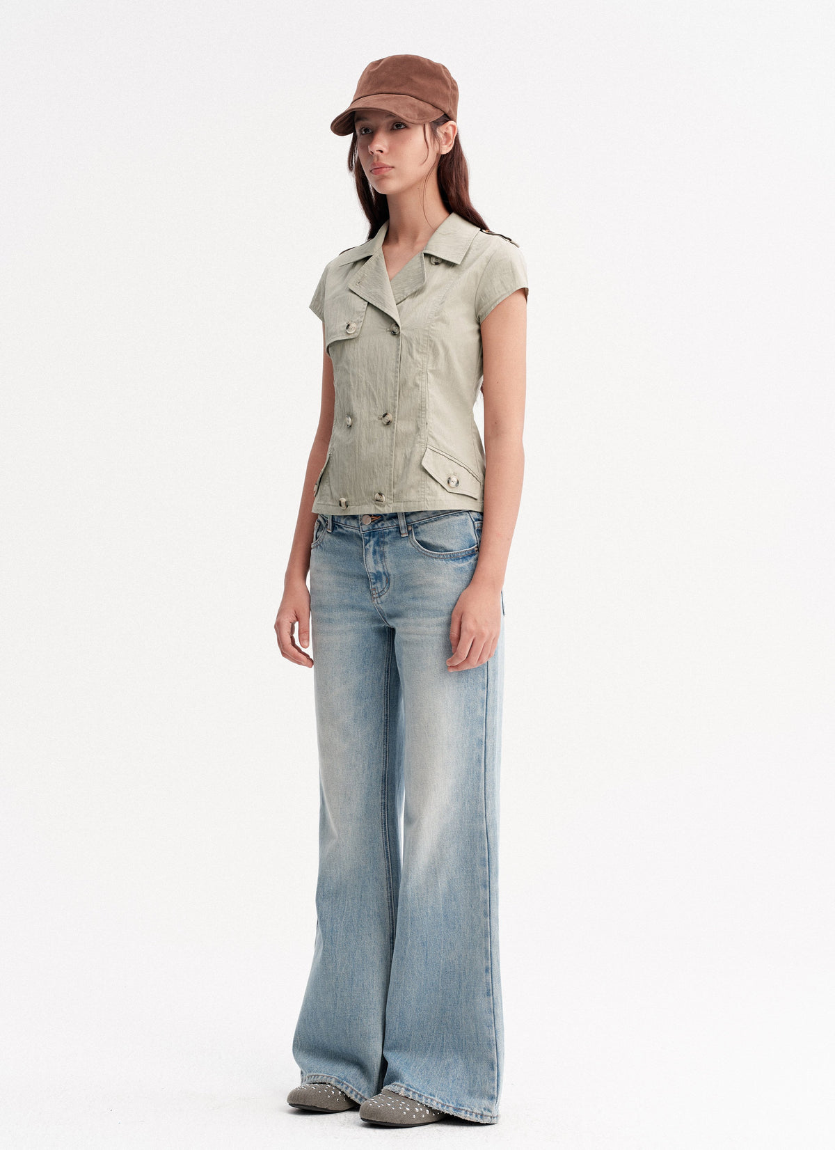 Double Button Crop Jacket