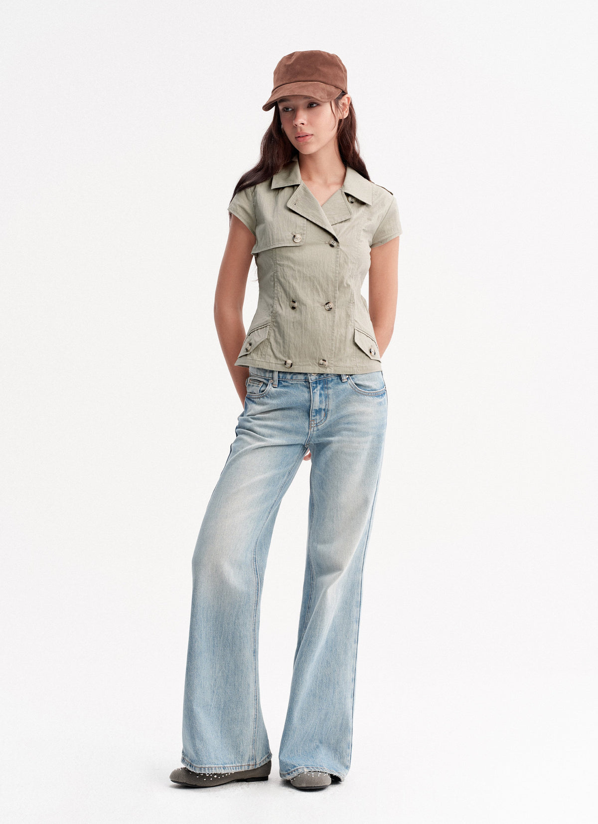 Double Button Crop Jacket