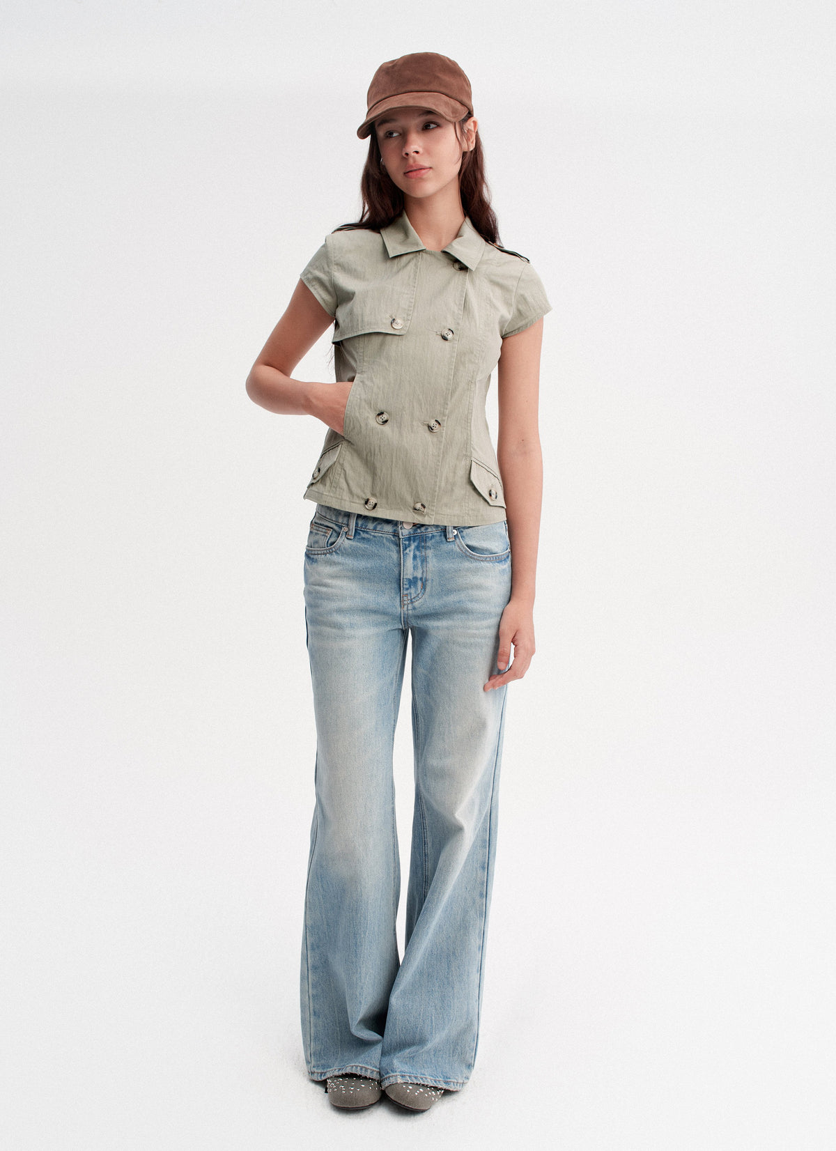 Double Button Crop Jacket