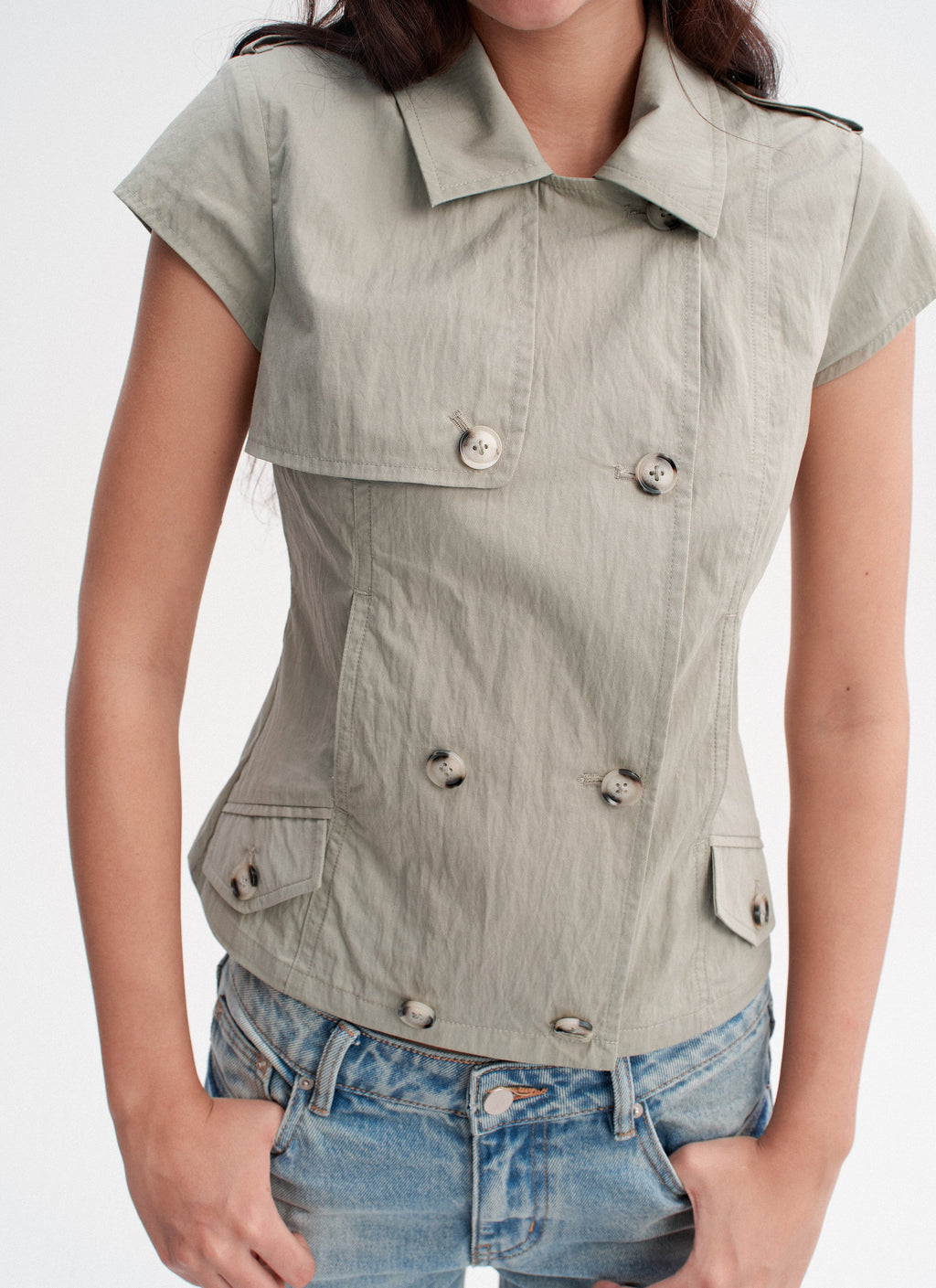 Double Button Crop Jacket