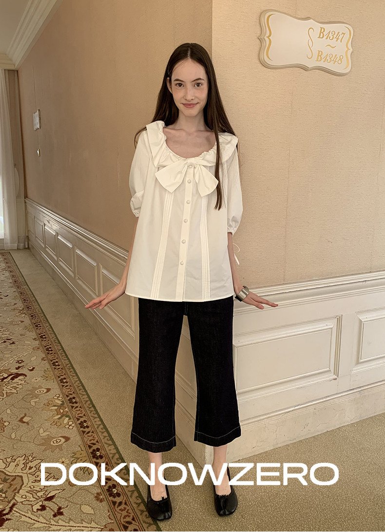 Bow Tie Pintuck Shirt (2color)