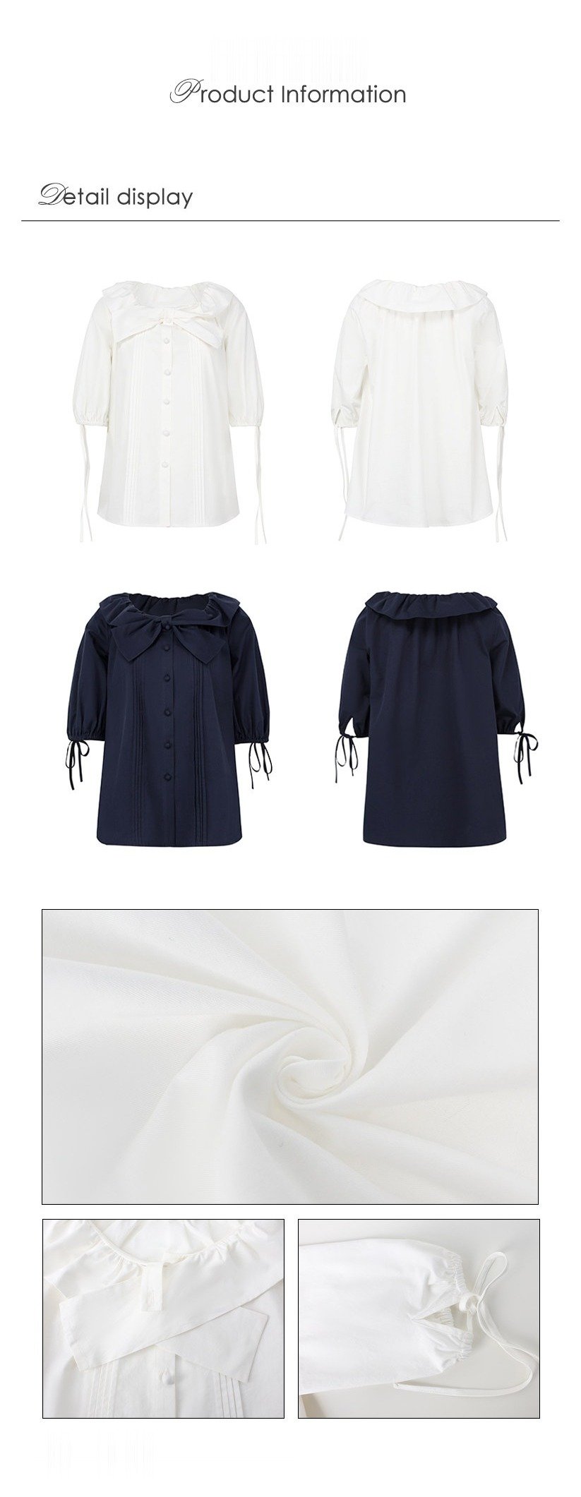 Bow Tie Pintuck Shirt (2color)
