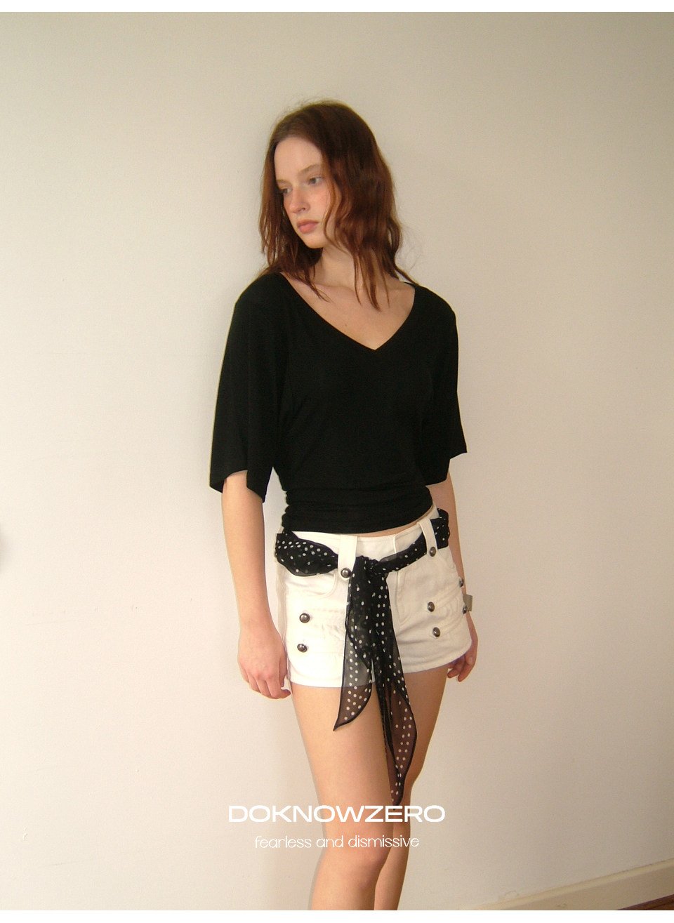 Batwing Sleeve V Neck Top (2color)
