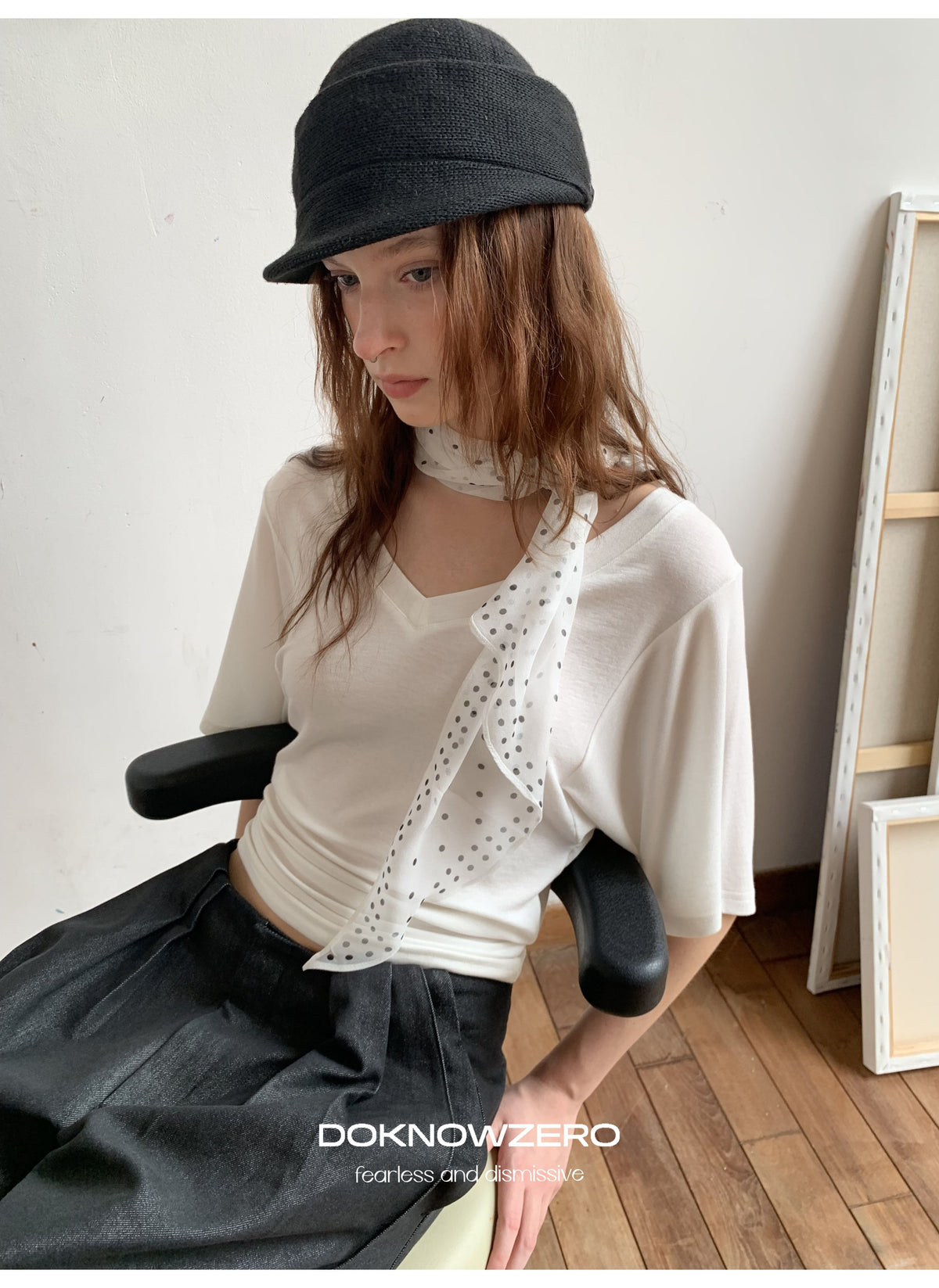 Batwing Sleeve V Neck Top (2color)