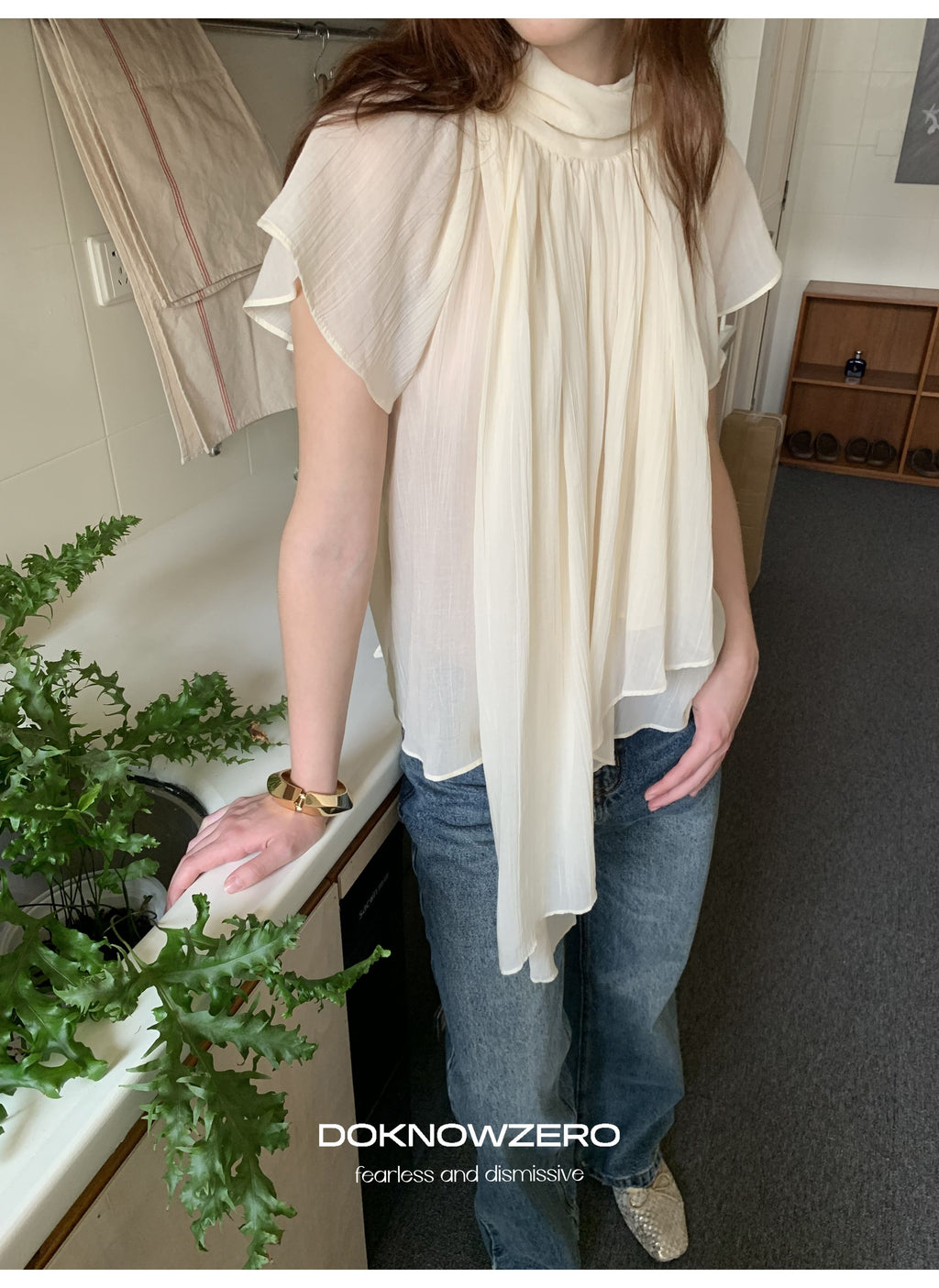 Layered Tie Neck Top
