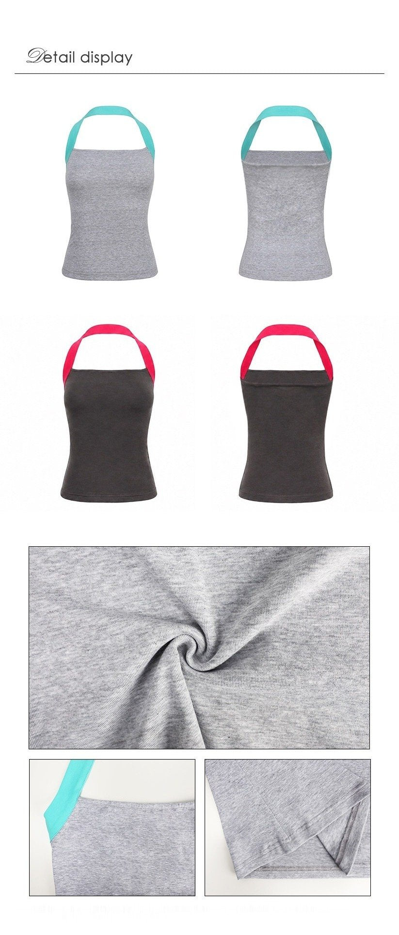 Contrast Strap Halter Top (2color)