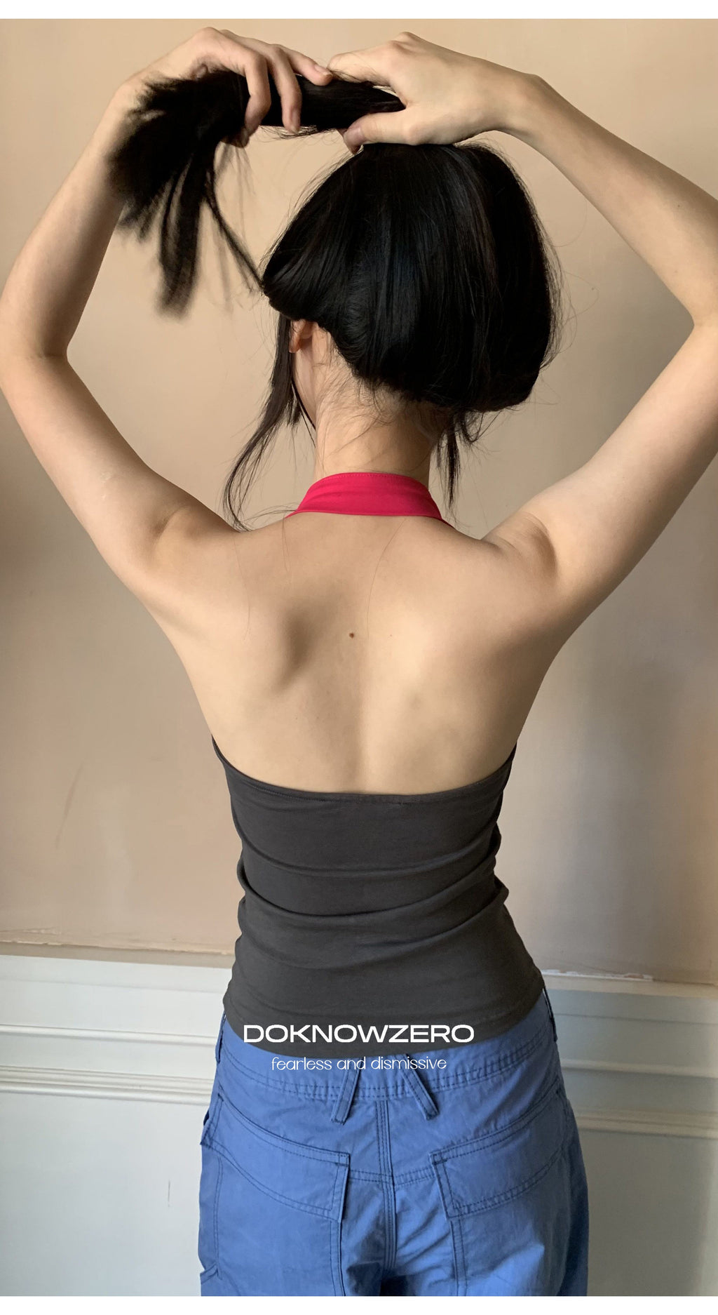 Contrast Strap Halter Top (2color)