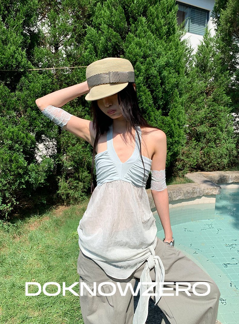 Halter Mesh Layered Top (2color)