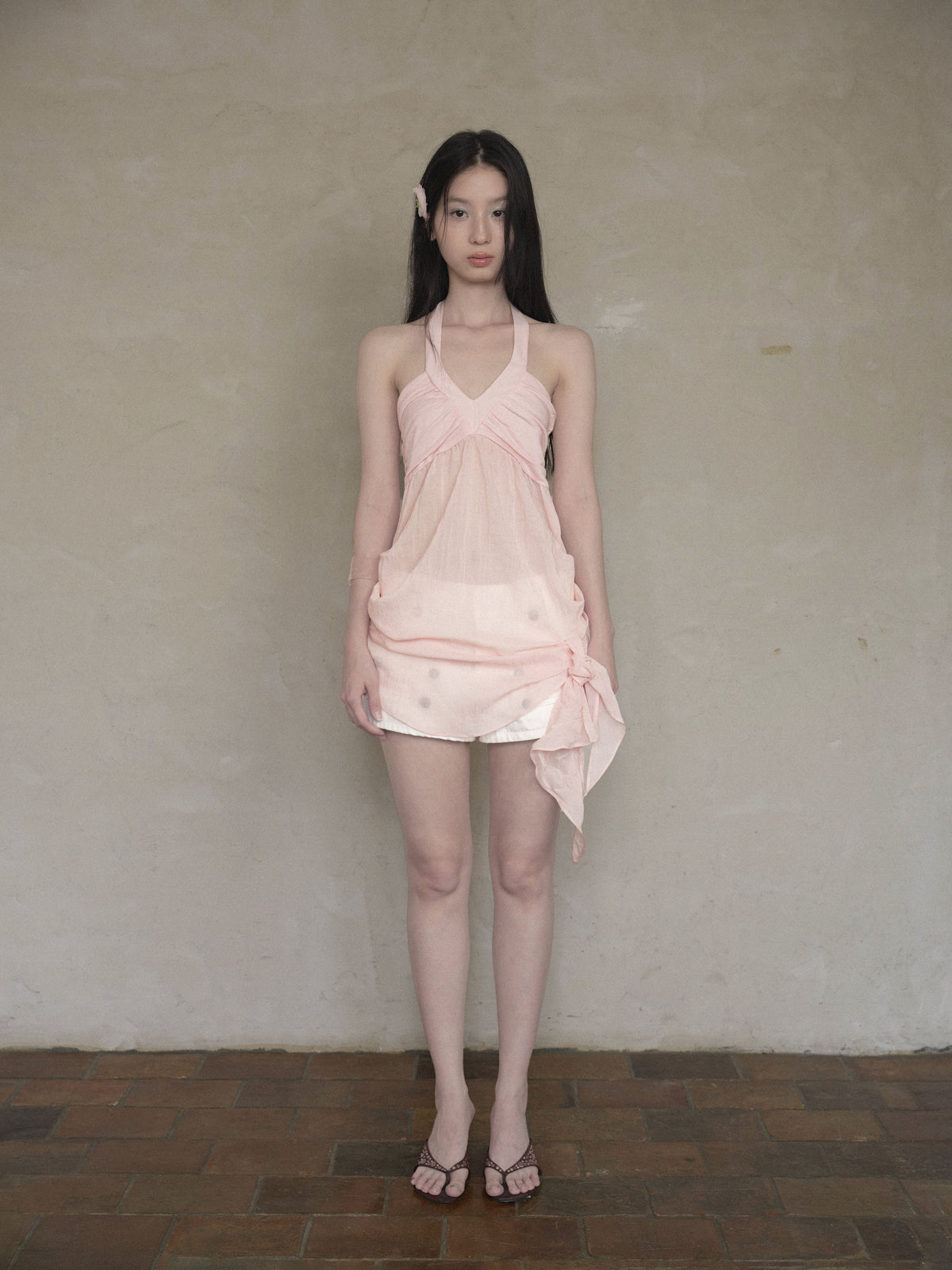 Halter Mesh Layered Top (2color)