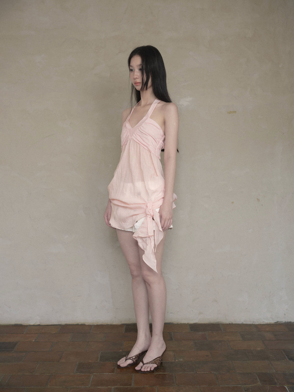 Halter Mesh Layered Top (2color)