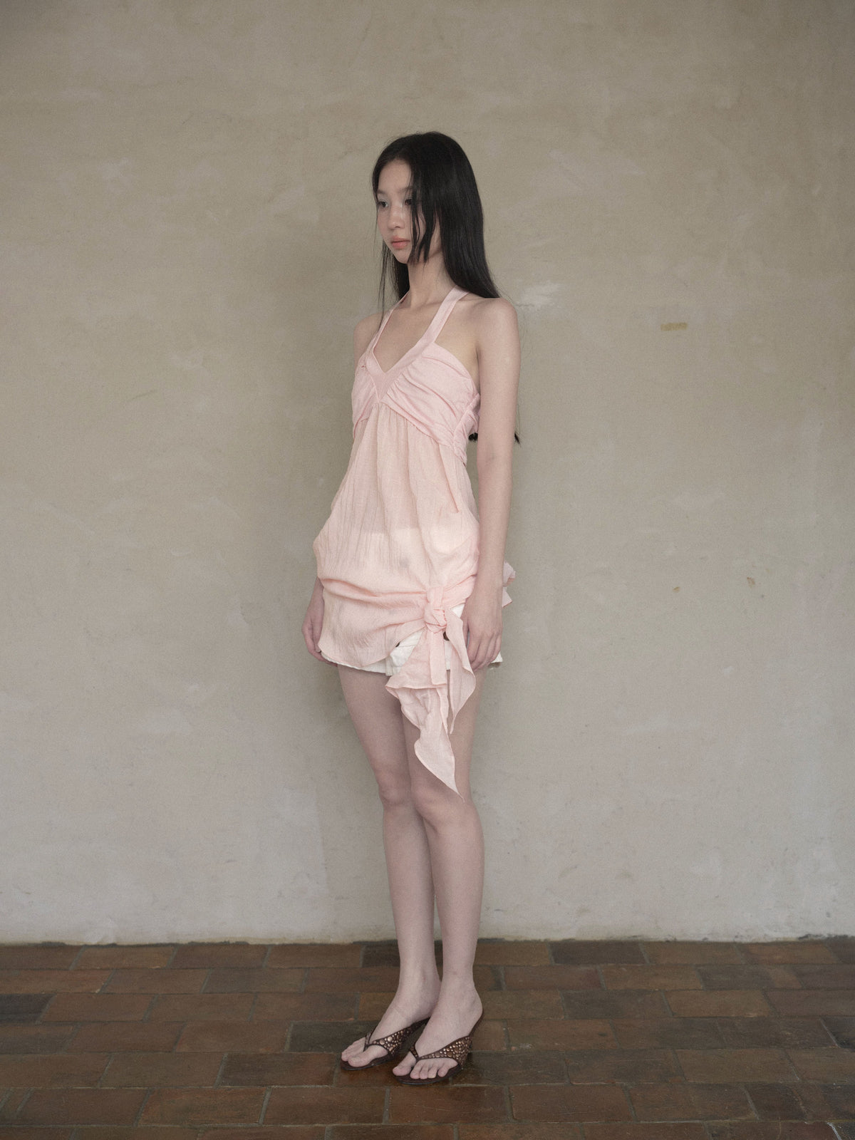 Halter Mesh Layered Top (2color)