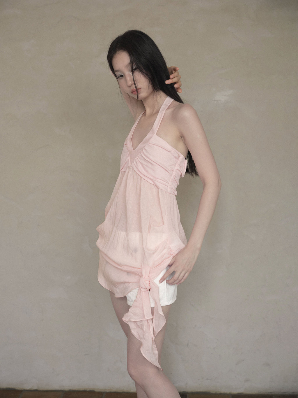 Halter Mesh Layered Top (2color)