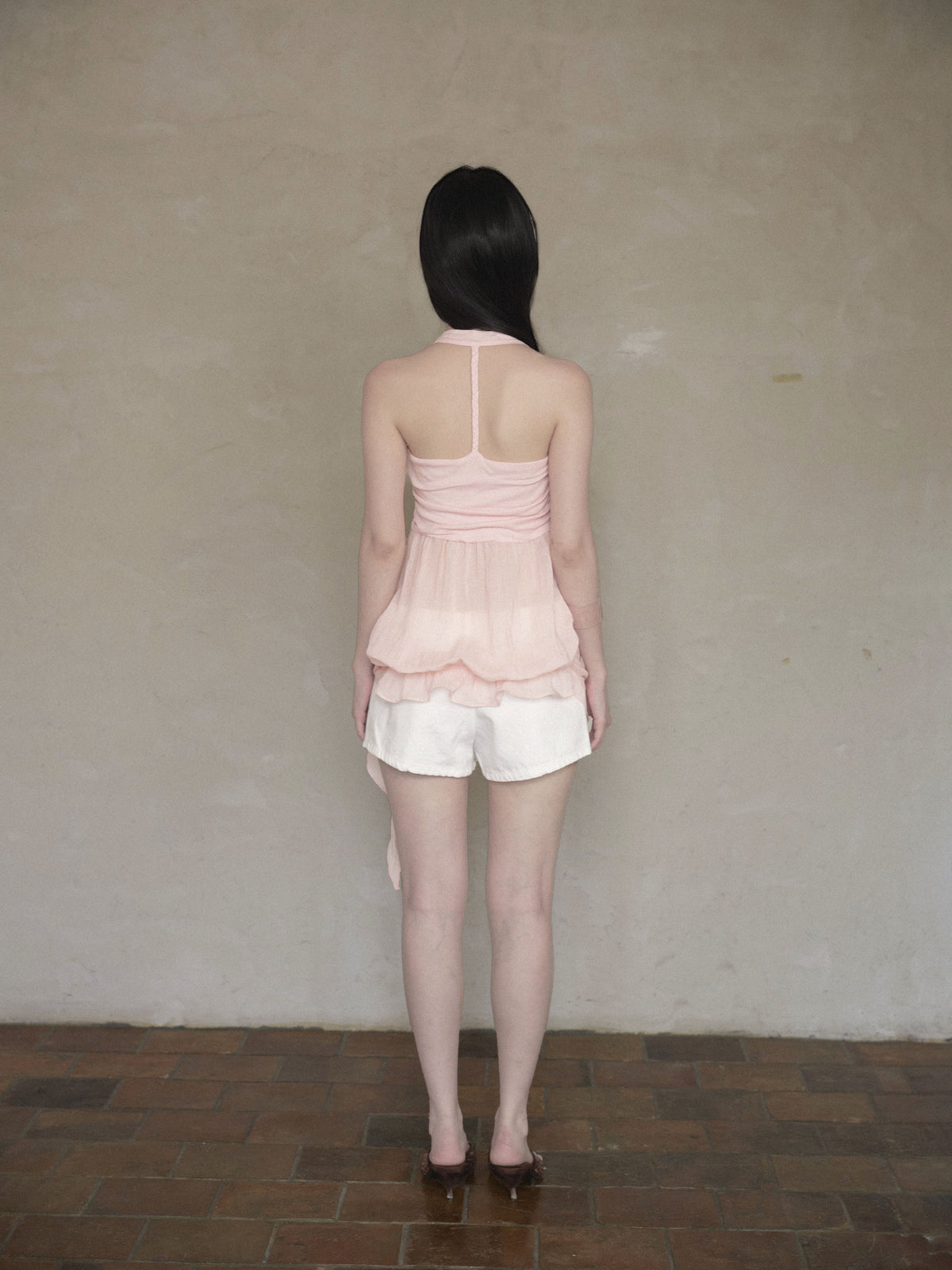 Halter Mesh Layered Top (2color)
