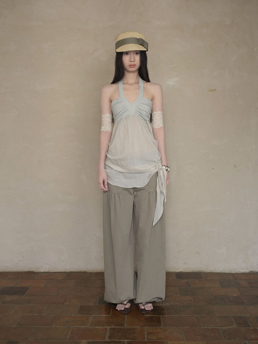 Halter Mesh Layered Top (2color)