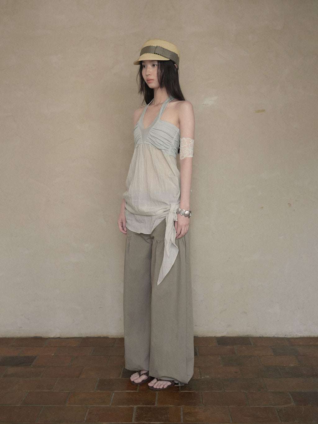 Halter Mesh Layered Top (2color)