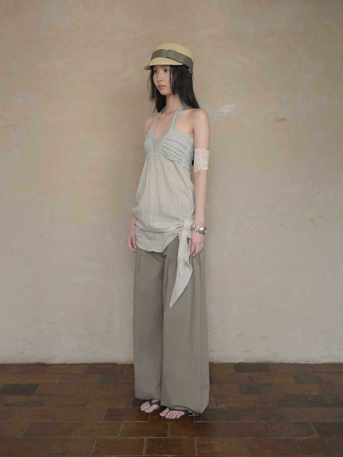 Halter Mesh Layered Top (2color)