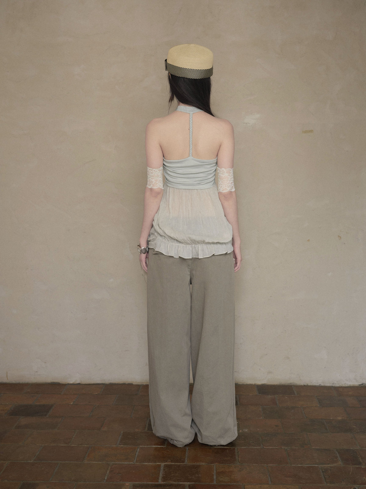 Halter Mesh Layered Top (2color)
