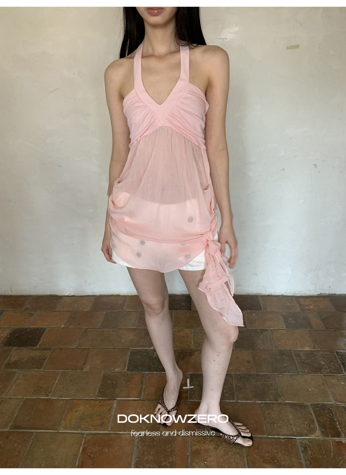 Halter Mesh Layered Top (2color)