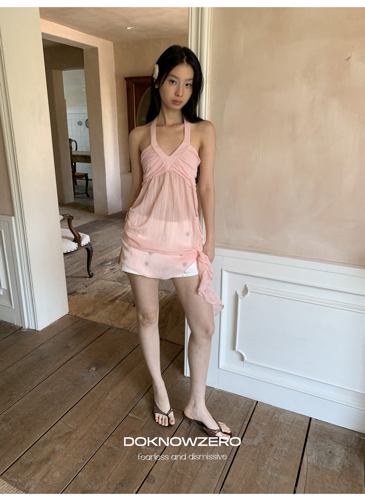 Halter Mesh Layered Top (2color)