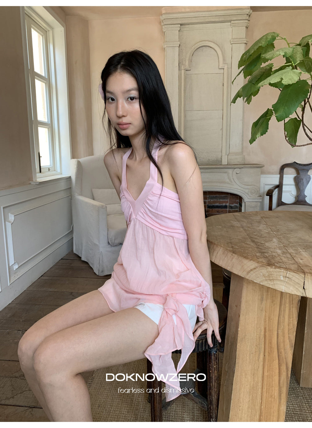 Halter Mesh Layered Top (2color)