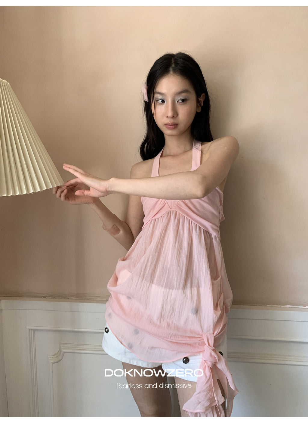 Halter Mesh Layered Top (2color)