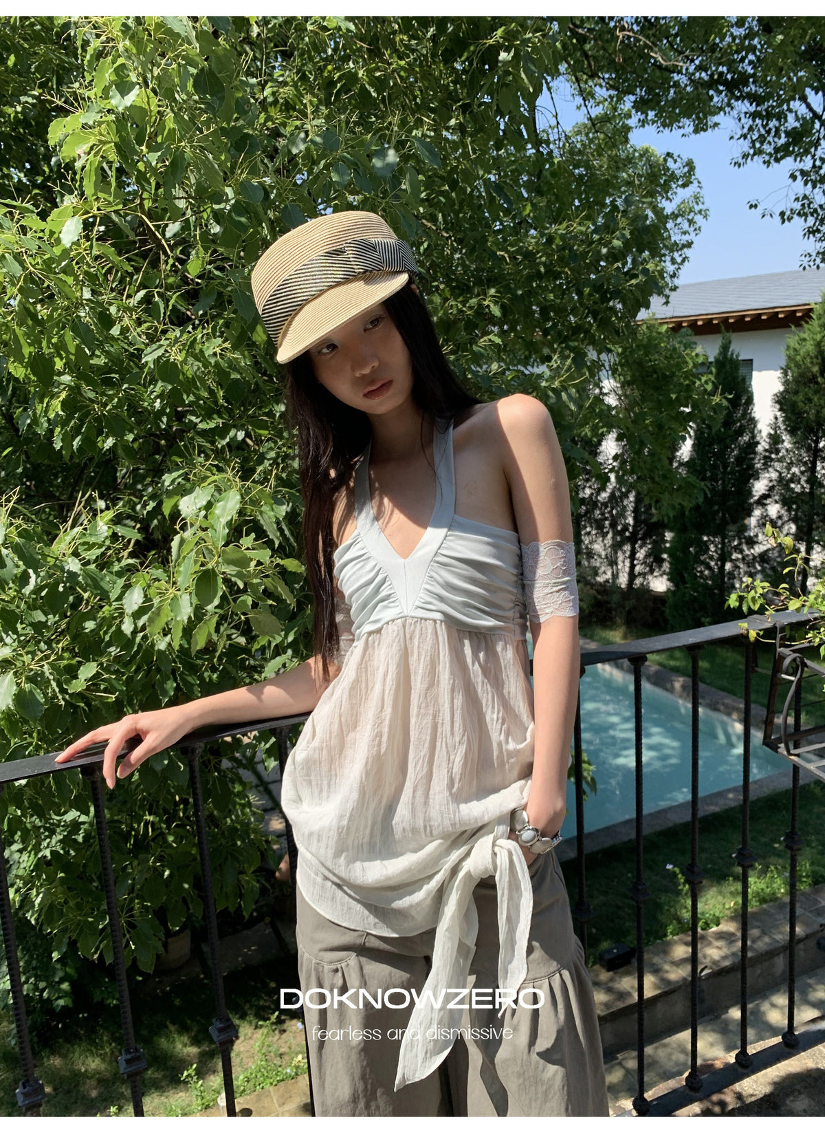 Halter Mesh Layered Top (2color)