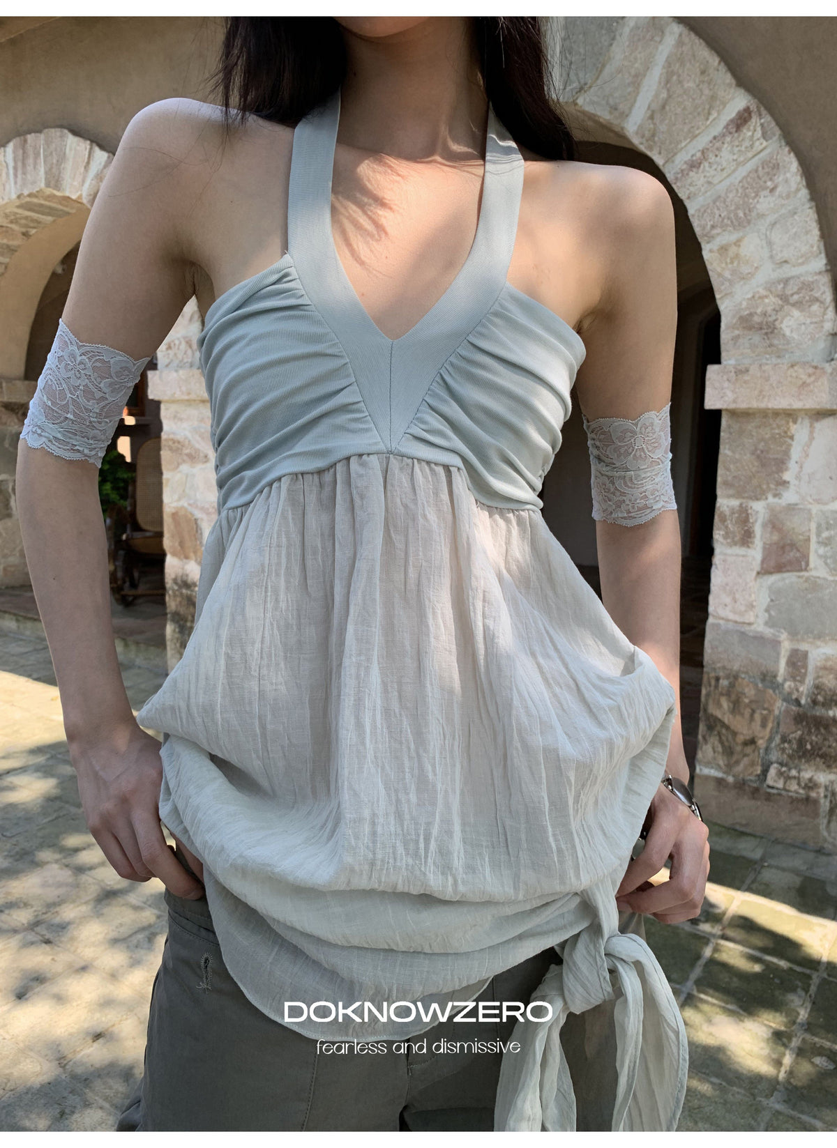 Halter Mesh Layered Top (2color)