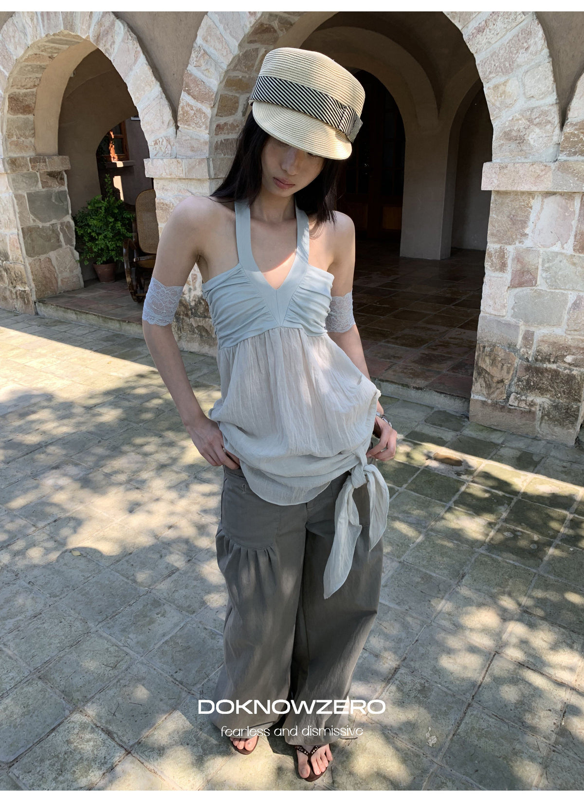 Halter Mesh Layered Top (2color)