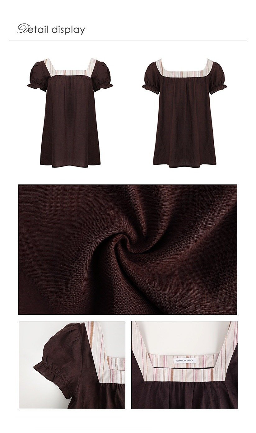 Linen Stripe Lantern Sleeve Top