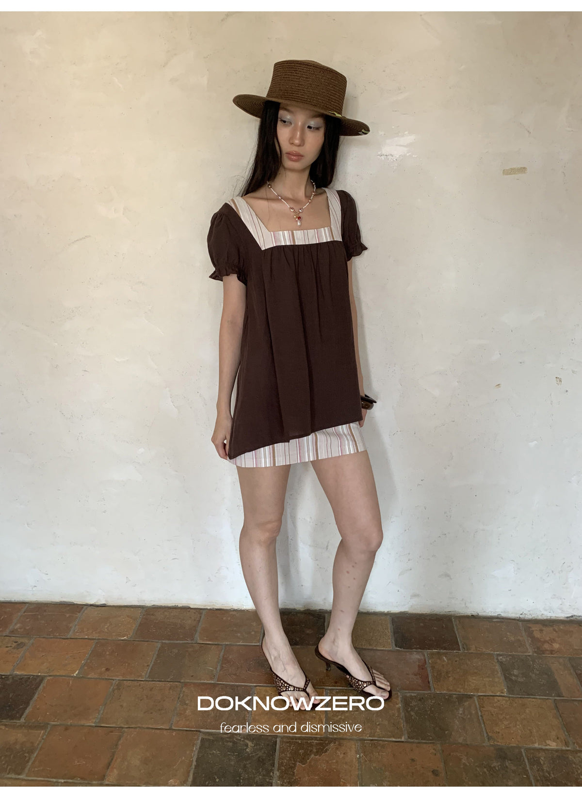 Linen Stripe Lantern Sleeve Top