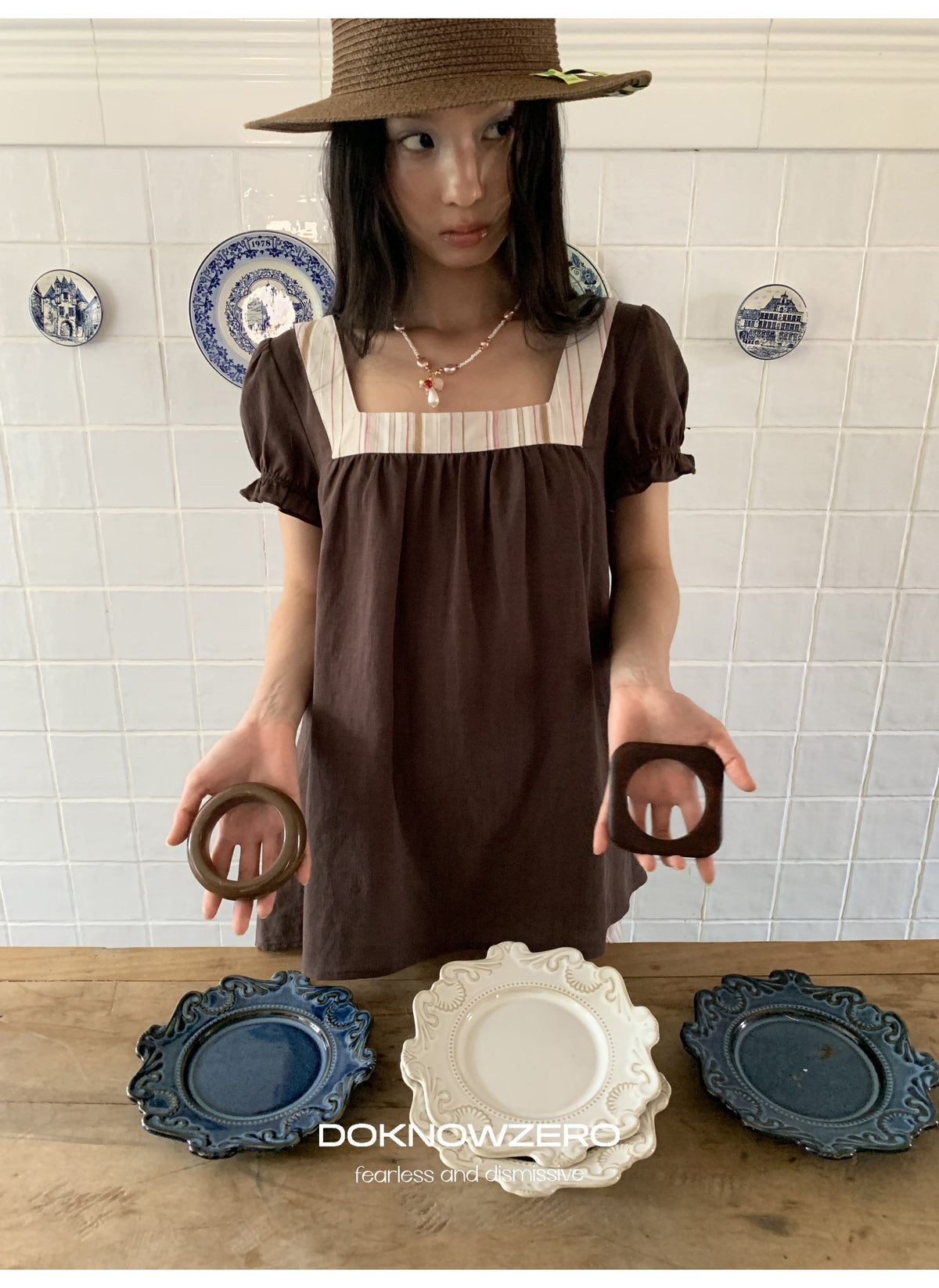 Linen Stripe Lantern Sleeve Top