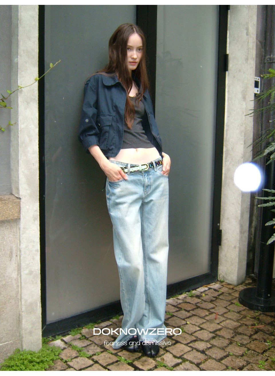 Navy Drawstring Crop Jacket