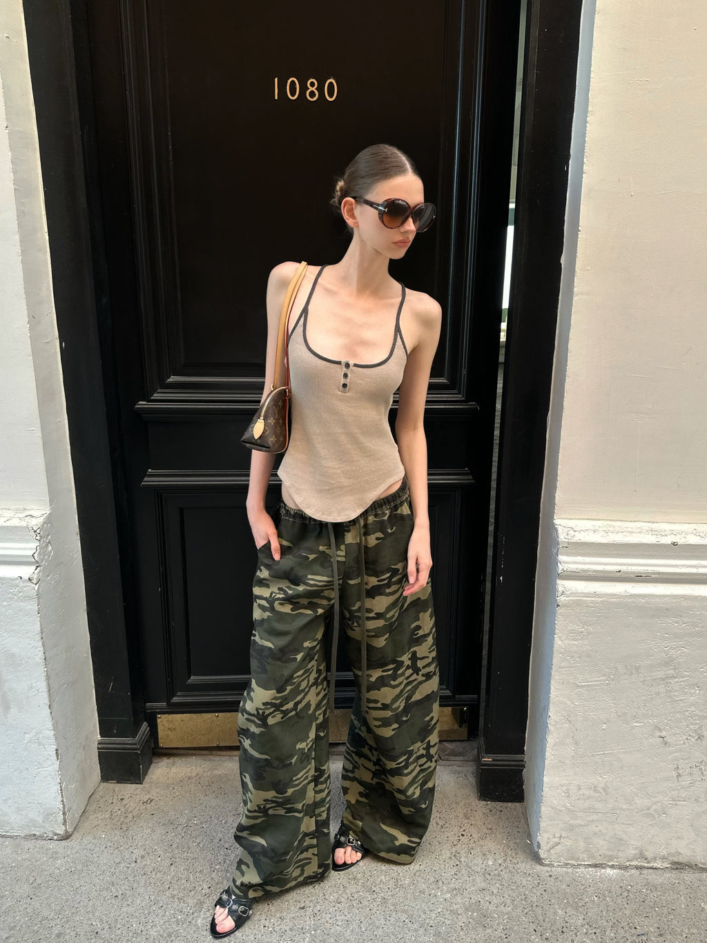 Waffle Trim Strap Top