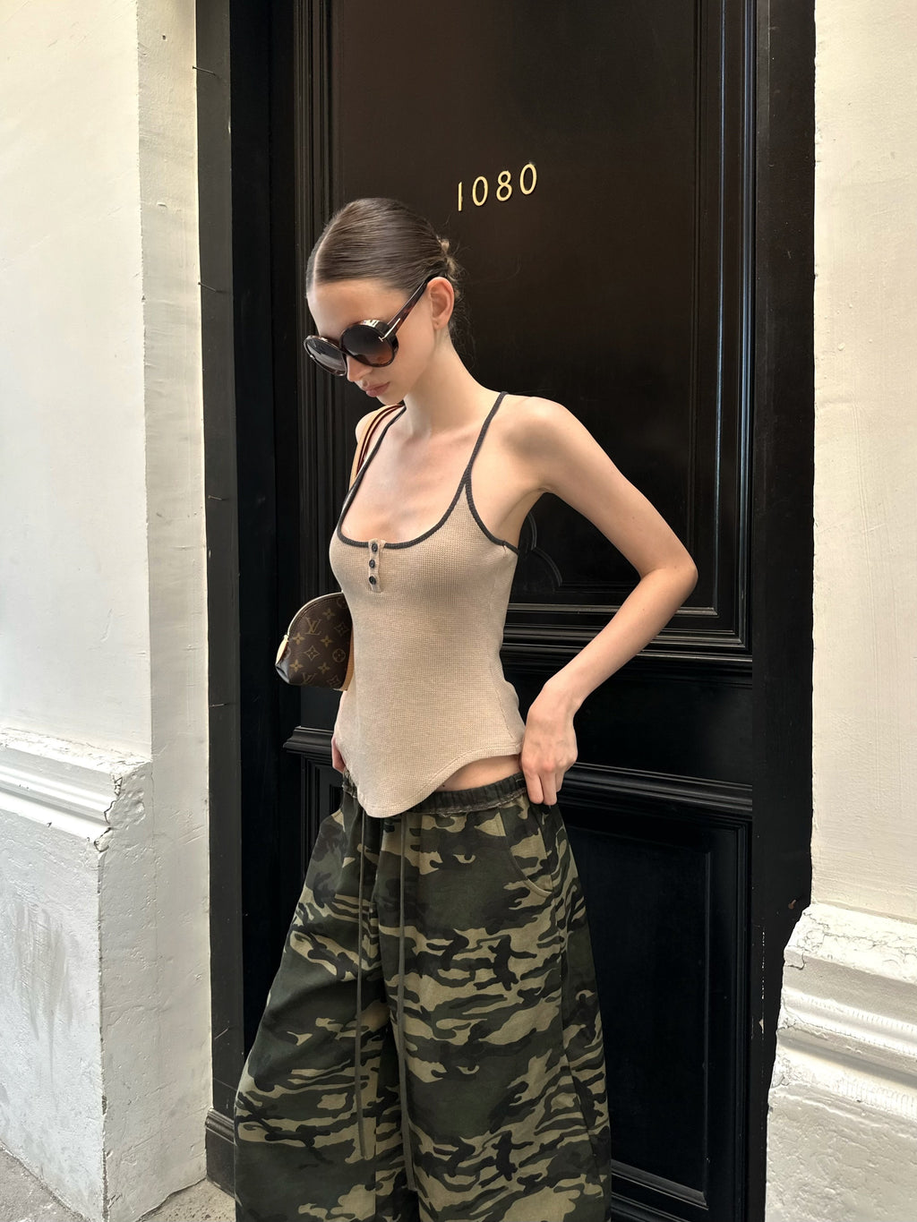 Waffle Trim Strap Top