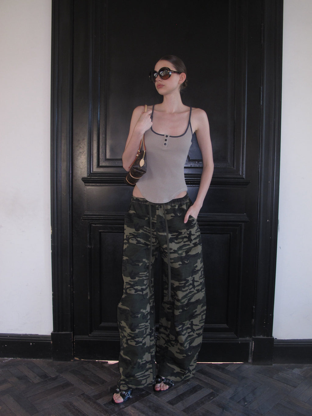 Waffle Trim Strap Top