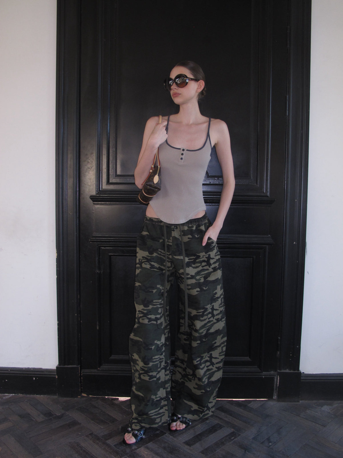 Waffle Trim Strap Top