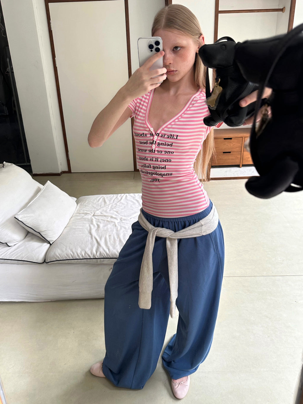 Striped Button Tailored Top