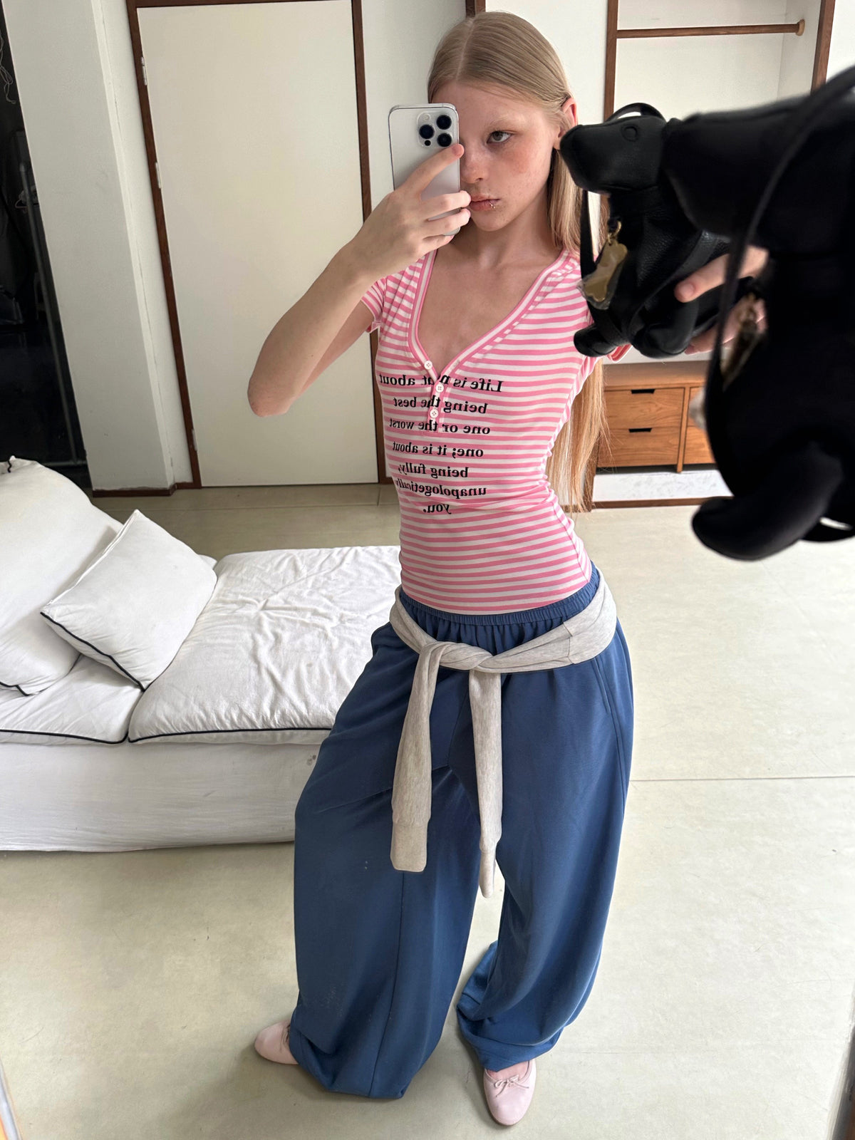 Striped Button Tailored Top