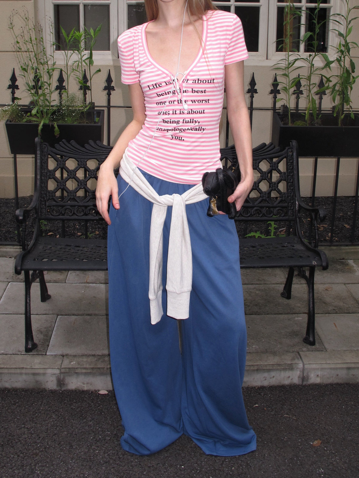 Striped Button Tailored Top