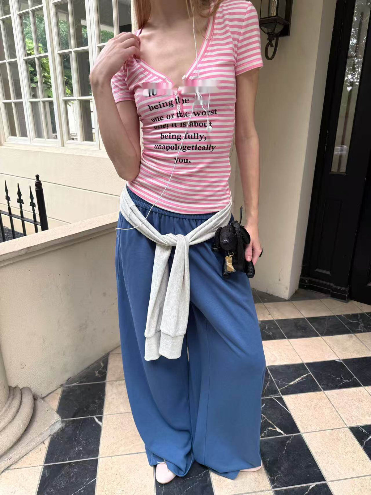 Striped Button Tailored Top