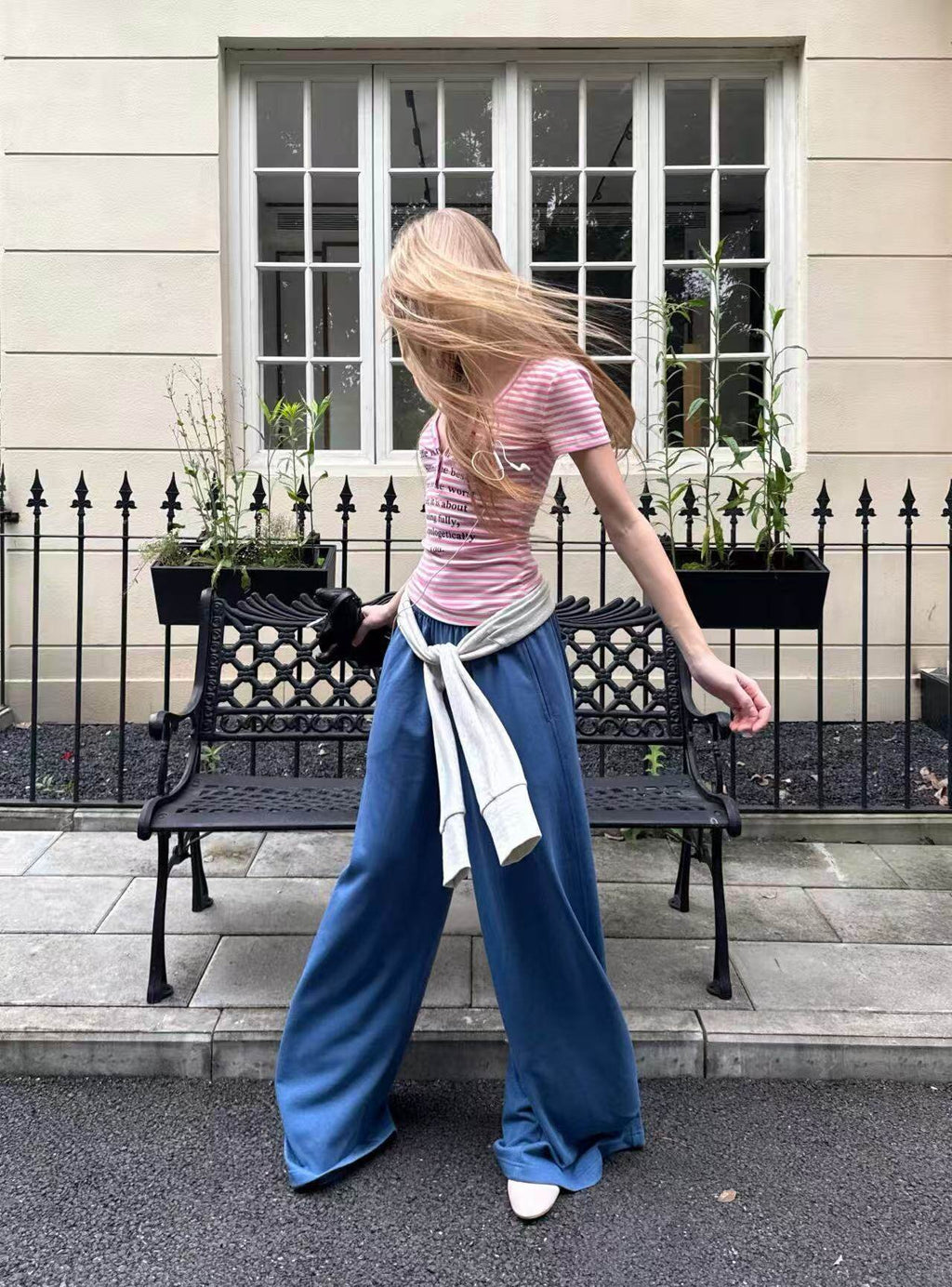 Striped Button Tailored Top