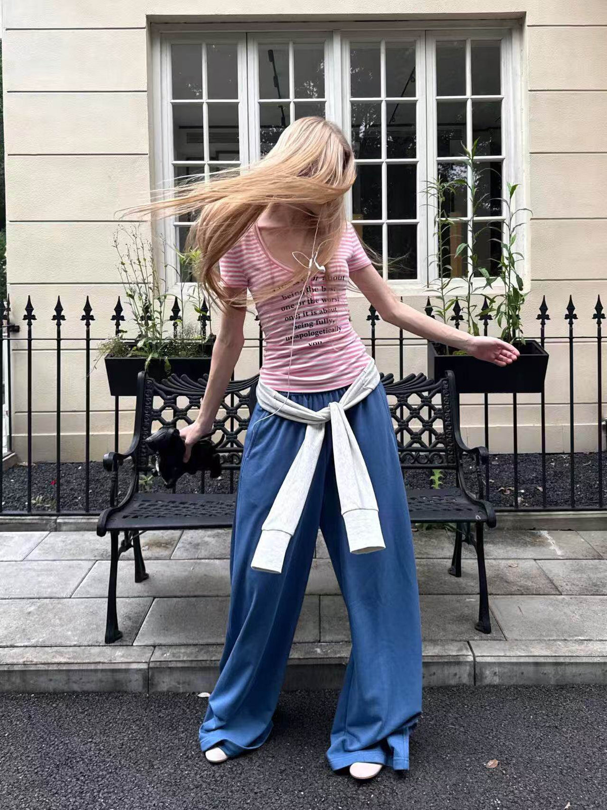 Striped Button Tailored Top