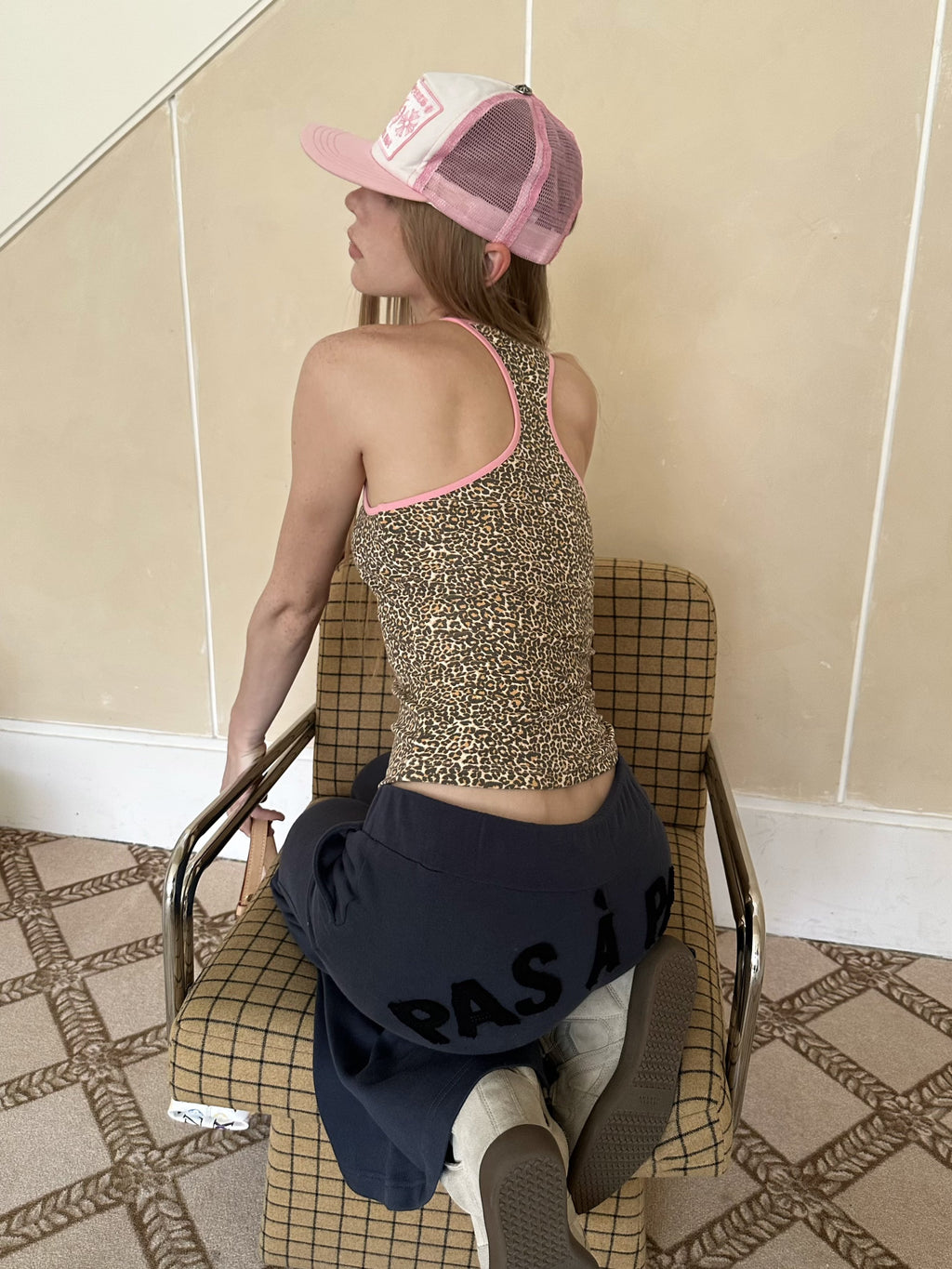 Leopard Trim Sleek Tank Top